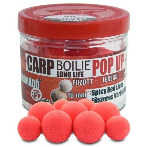 Haldorádó Carp Boilie Long Life Pop Up 16, 20 mm - Fűszeres Vörös Máj 