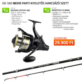 Parti nyeletős harcsázó szett  1550-300+ 2527-480