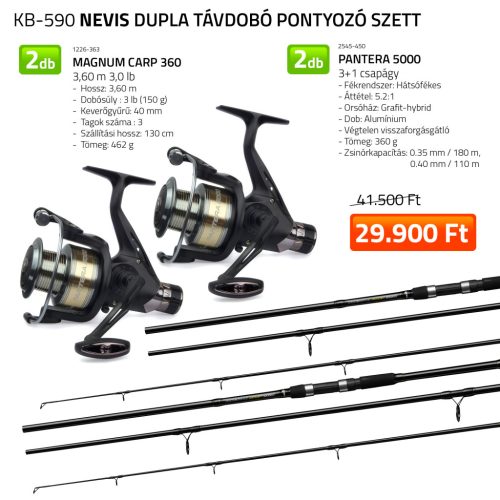 Dupla Távdobó pontyozó szett  2x 1226-363+ 2x  2545-450